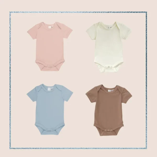Soft baby bodysuit for newborns and infants in blush pink