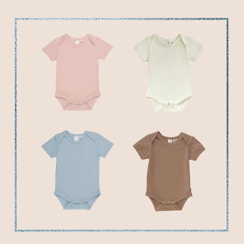 Soft baby bodysuit for newborns and infants in blush pink