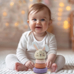 “ECOSTACK Bunny Rings, eco-friendly stacking toy for toddlers”