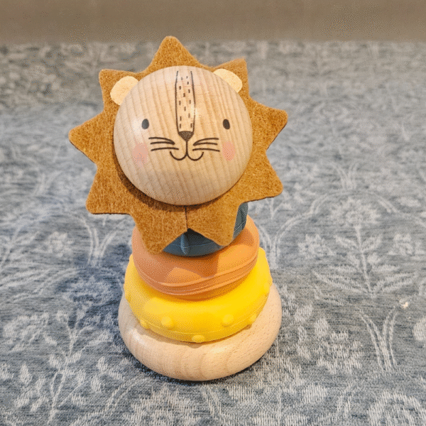 “Eco friendly lion wooden stacker for babies and toddlers”