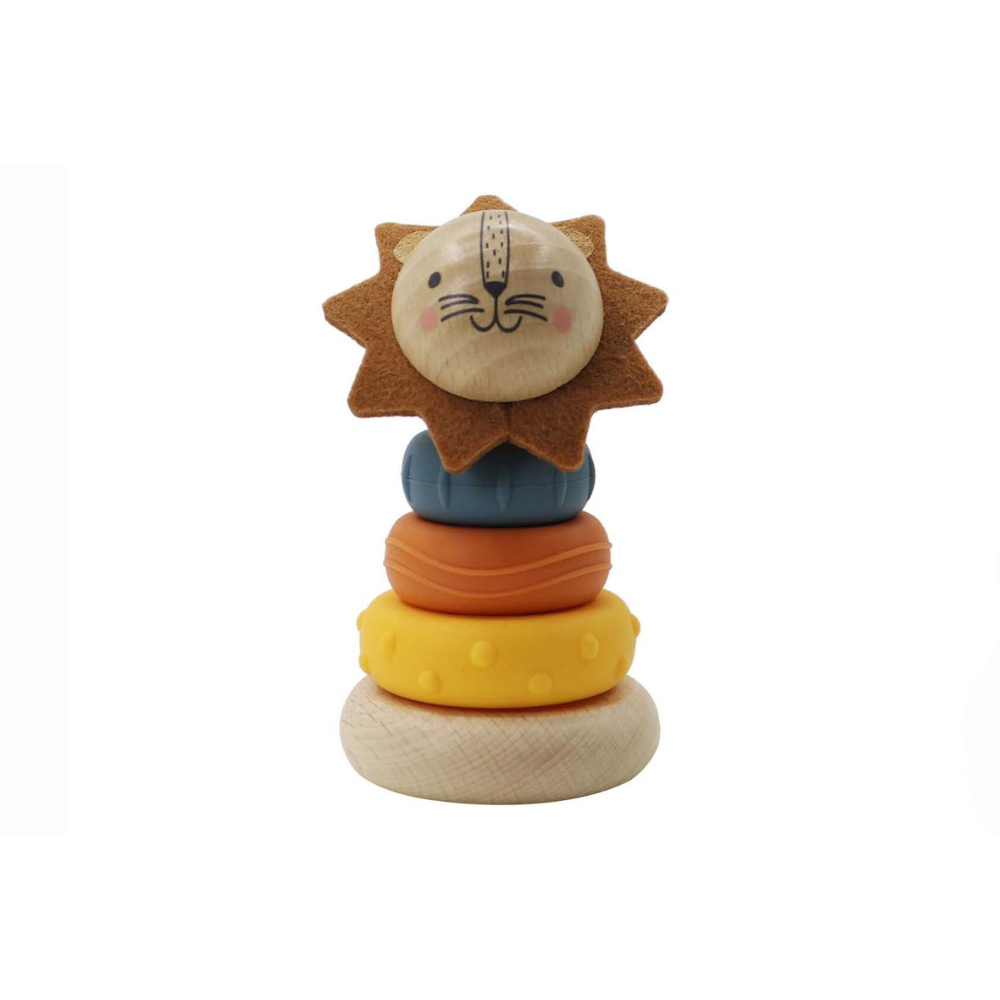 EcoStack Lion wooden stacking toy for babies and toddlers