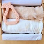 Newborn gift box set silicone pear teether and muslin wrap