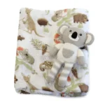 Koala Muslin Swaddle Wrap and Rattle Toy Gift Set Australian Baby Gift