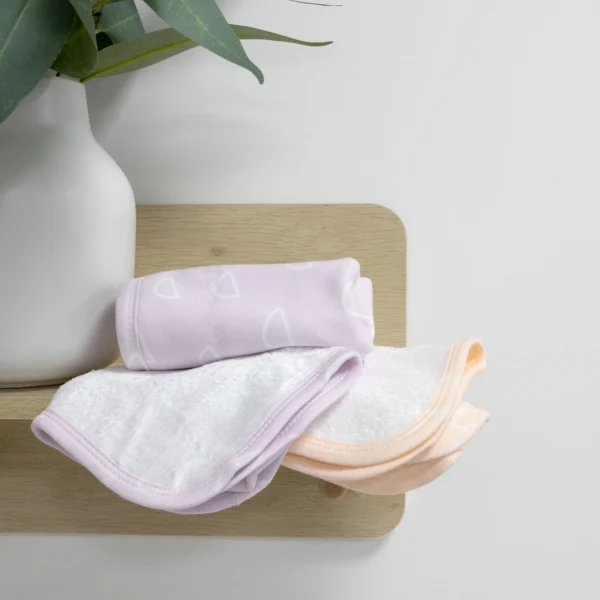 Nordic 3pk Baby Wash Cloth set Dusty Peach, Lilac