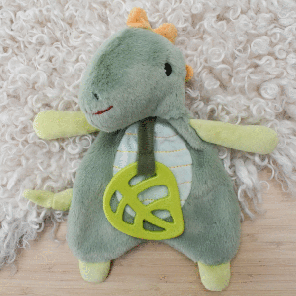 Mint dinosaur baby snuggler plush toy for newborns