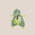 soft mint green dinosaur baby snuggler plush toy