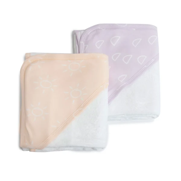 Nordic 2pk baby Hooded Towel set Peach/Lilac baby