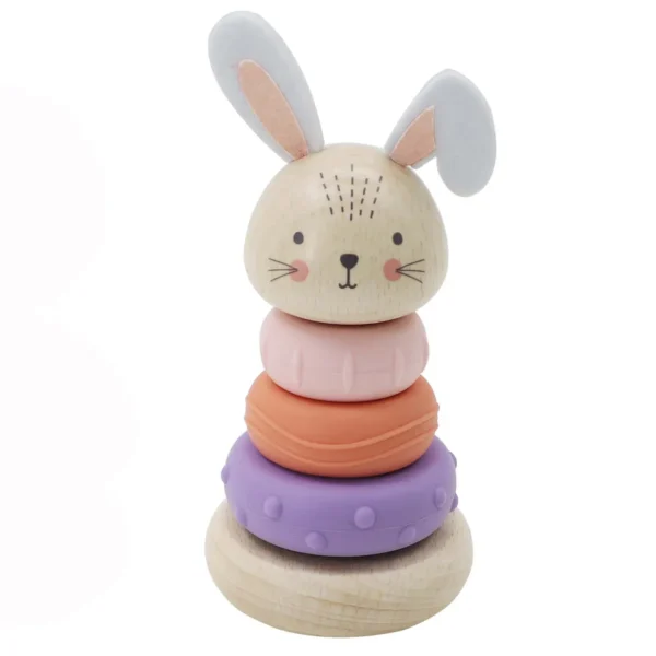 Eco friendly stacking toy for babies bunny rings