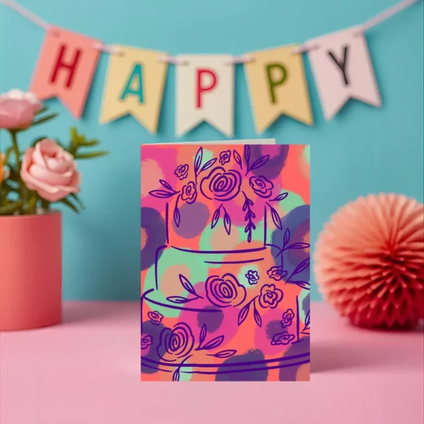 abstract floral birthday card for new parents