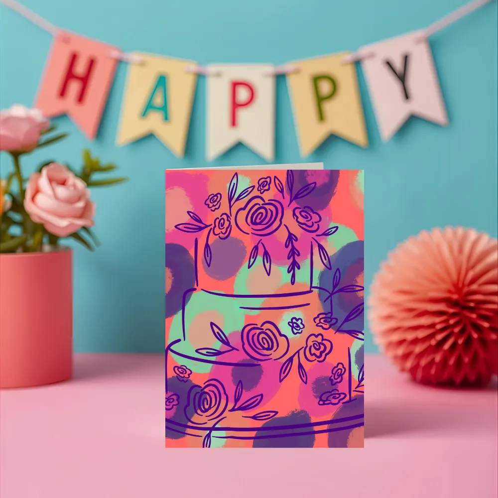 abstract floral birthday card for new parents