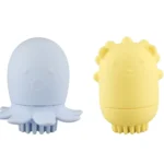 silicone bath brush set for kids lion and octopus