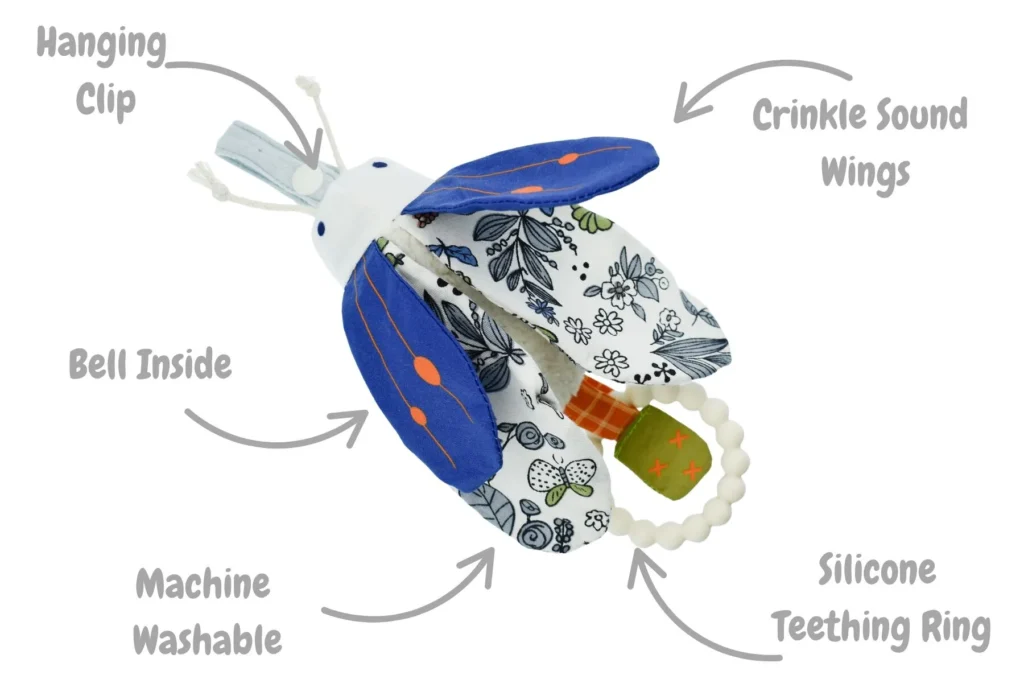 SNUGGLE PAL BANJO BEETLE WITH SILICONE TEETHING RING