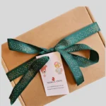gift box of twinklesteps brand kraft box with green fancy ribbon
